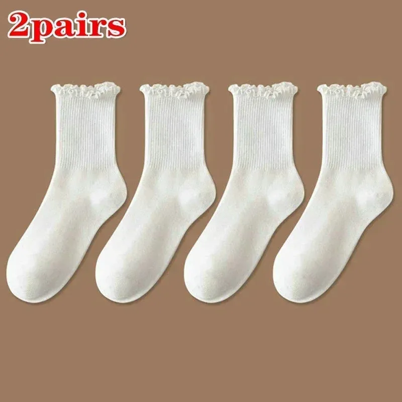 1/2/3 Pack Cotton Ruffles Socks