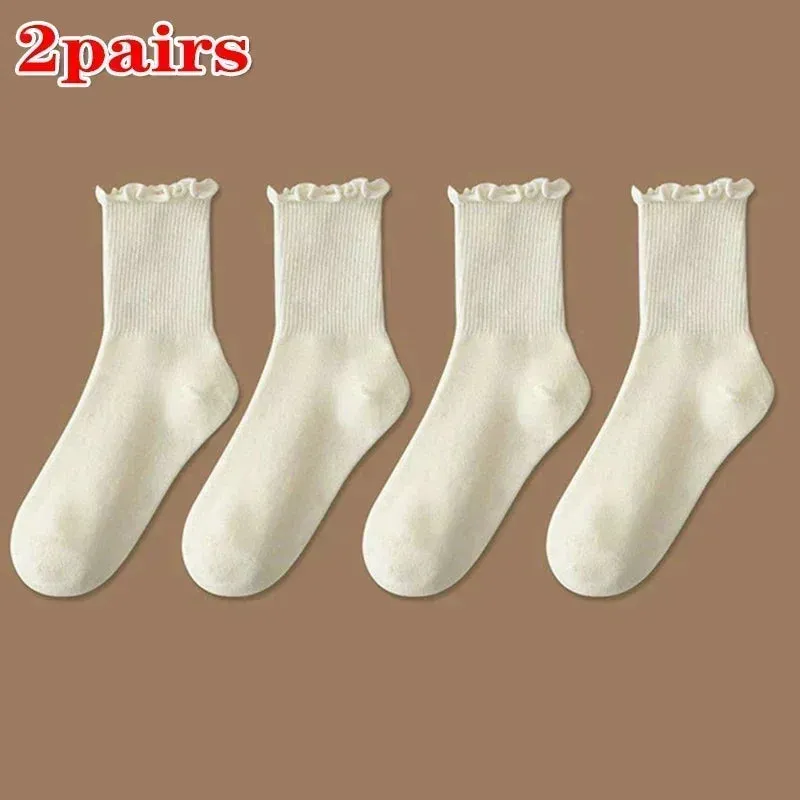 1/2/3 Pack Cotton Ruffles Socks