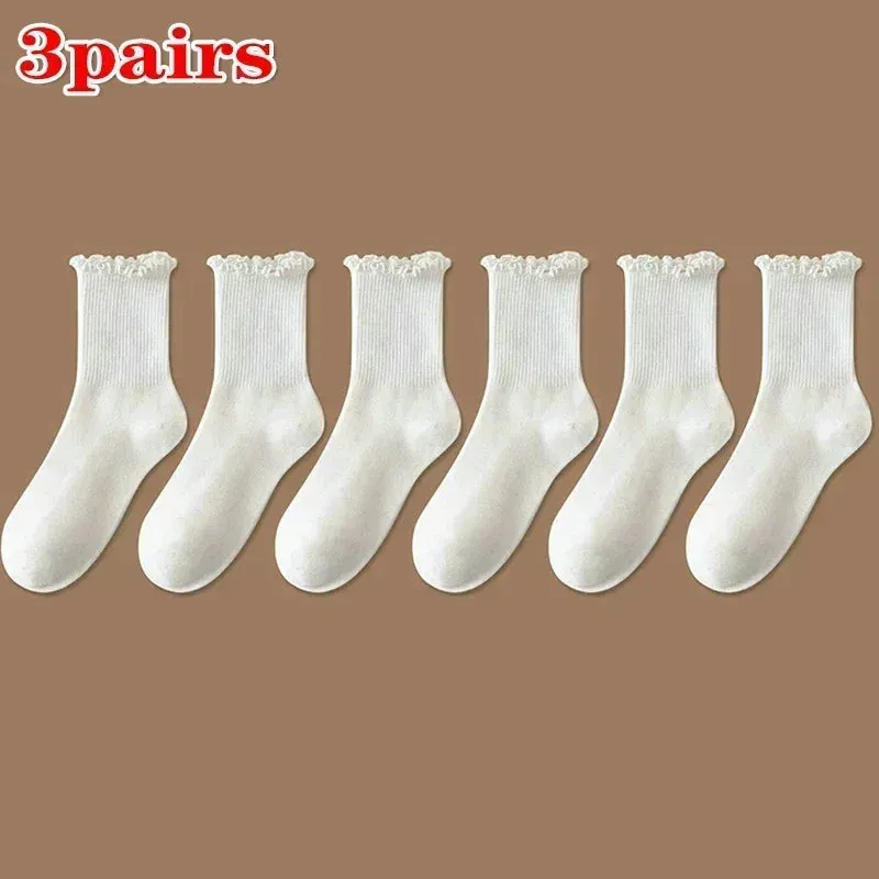 1/2/3 Pack Cotton Ruffles Socks