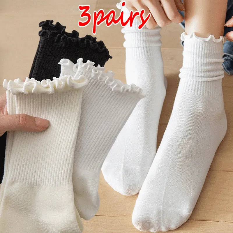 1/2/3 Pack Cotton Ruffles Socks