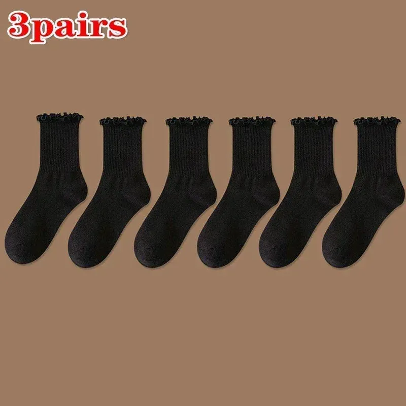 1/2/3 Pack Cotton Ruffles Socks