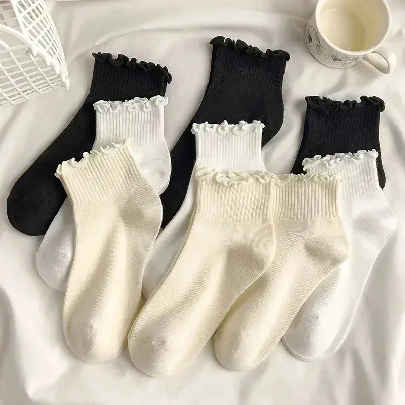 1/2/3 Pack Cotton Ruffles Socks