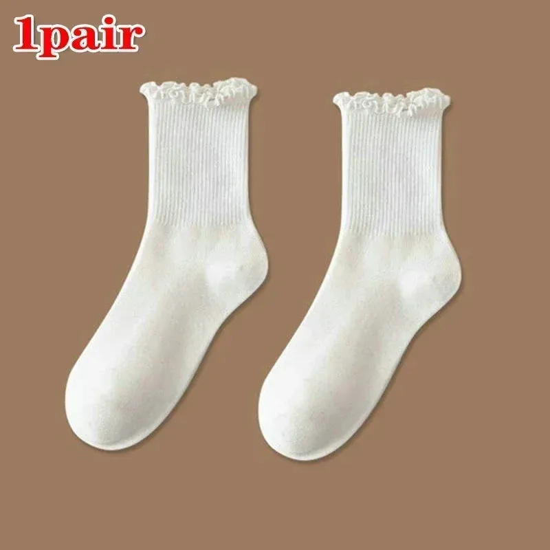 1/2/3 Pack Cotton Ruffles Socks