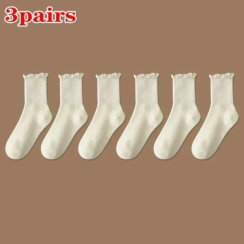 1/2/3 Pack Cotton Ruffles Socks