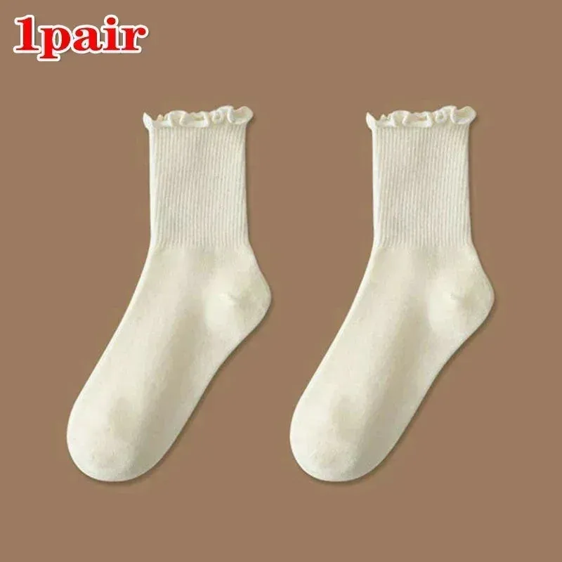 1/2/3 Pack Cotton Ruffles Socks