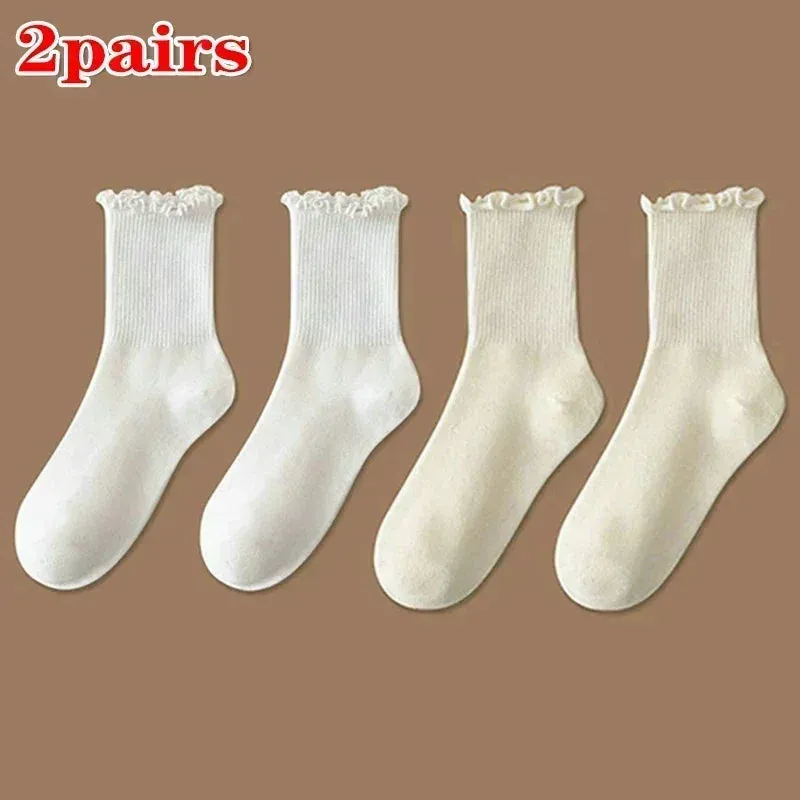 1/2/3 Pack Cotton Ruffles Socks