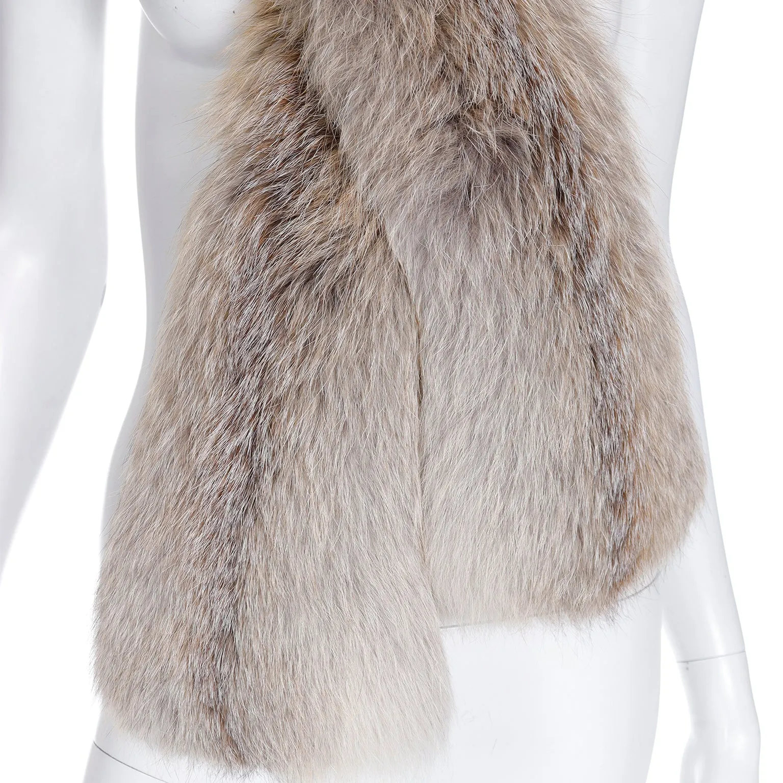 1990s Vintage Extra Long Natural Fox Fur Boa Style Wrap