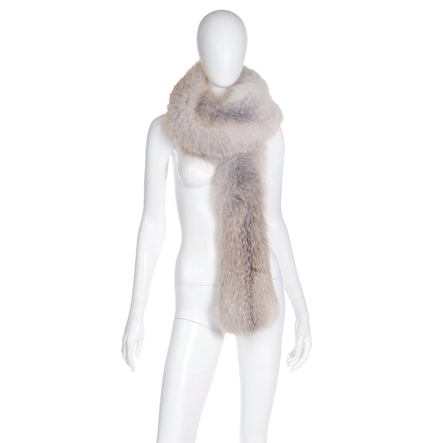 1990s Vintage Extra Long Natural Fox Fur Boa Style Wrap