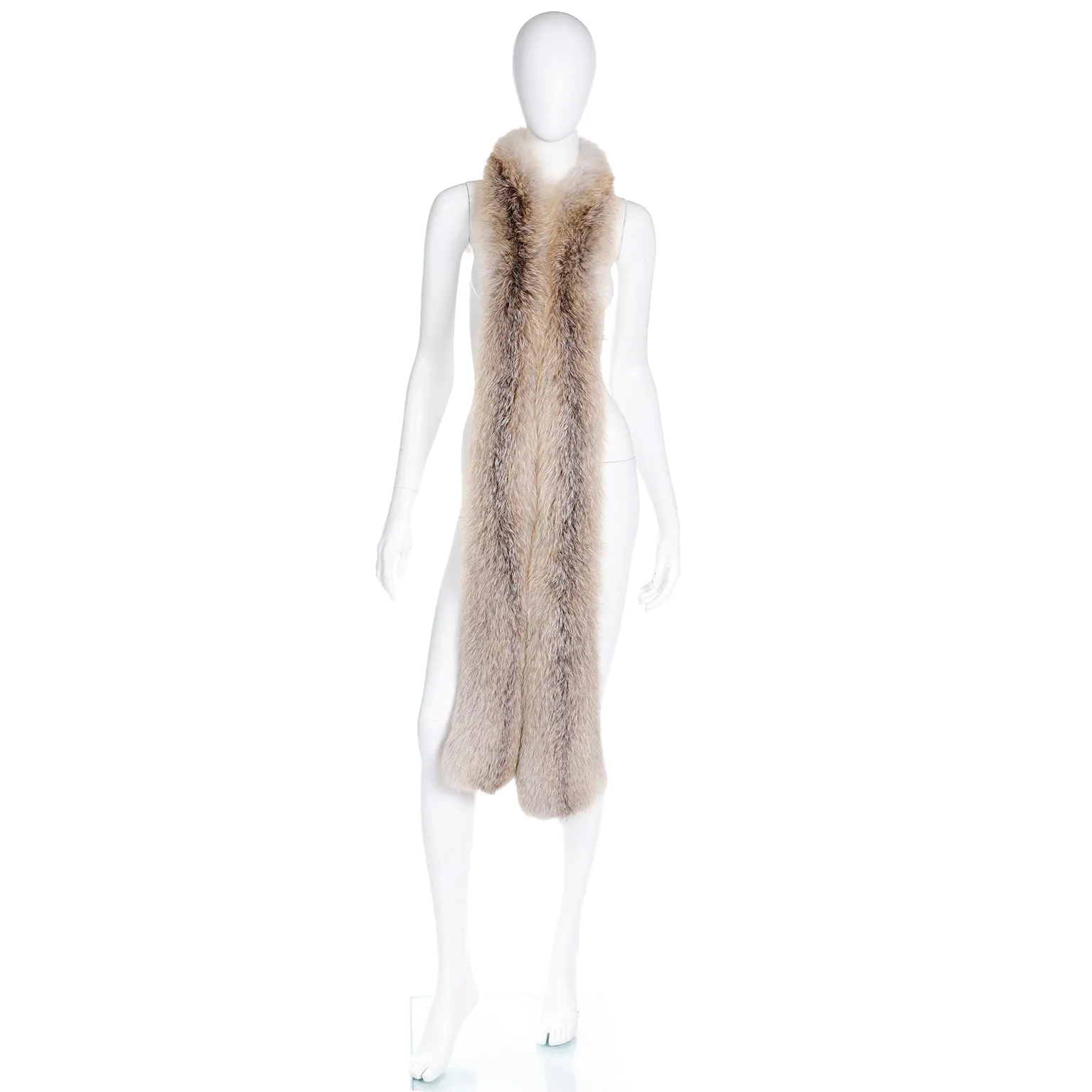 1990s Vintage Extra Long Natural Fox Fur Boa Style Wrap