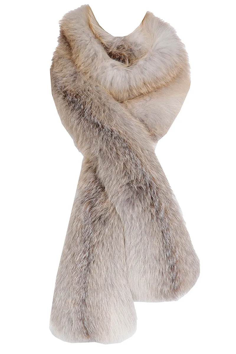 1990s Vintage Extra Long Natural Fox Fur Boa Style Wrap