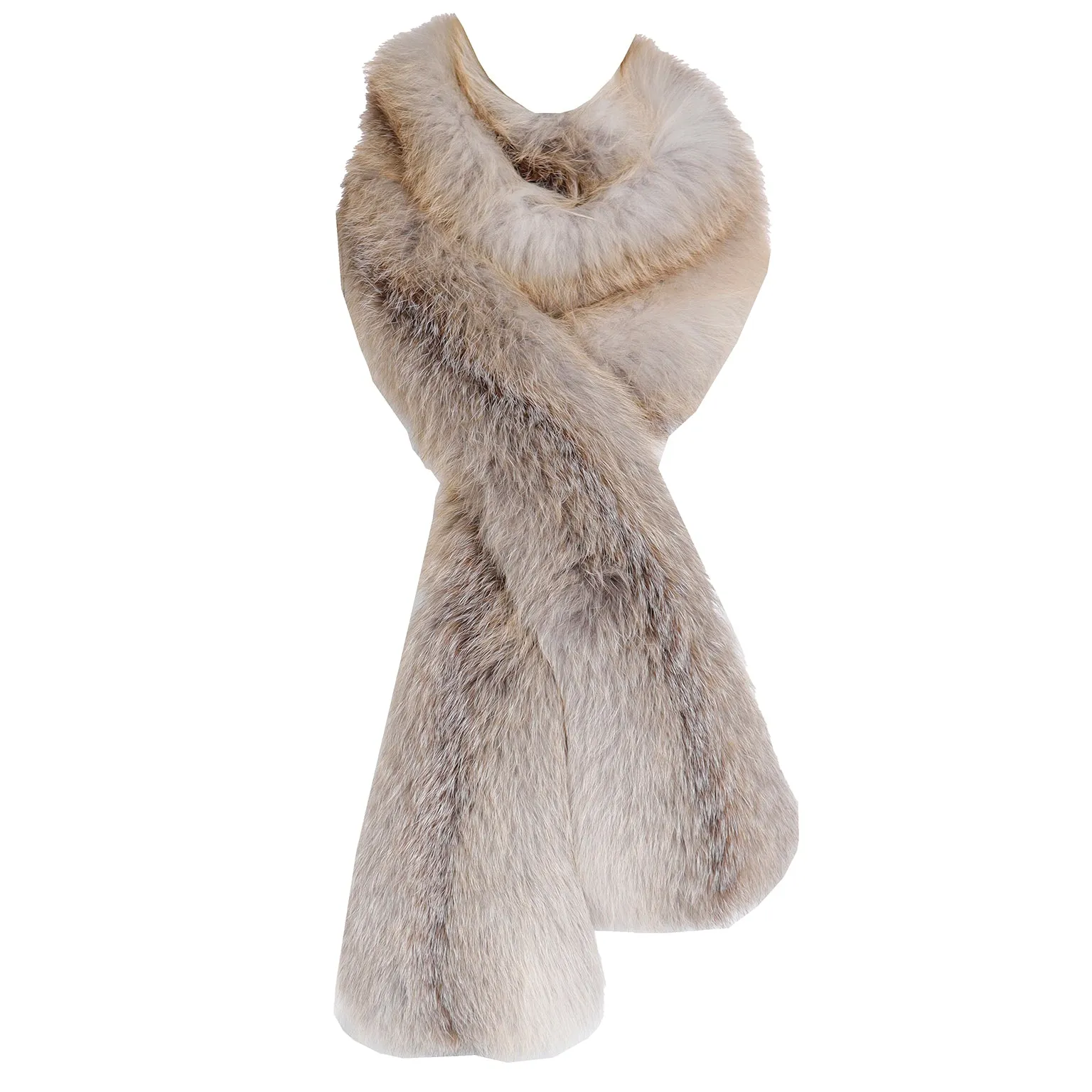 1990s Vintage Extra Long Natural Fox Fur Boa Style Wrap