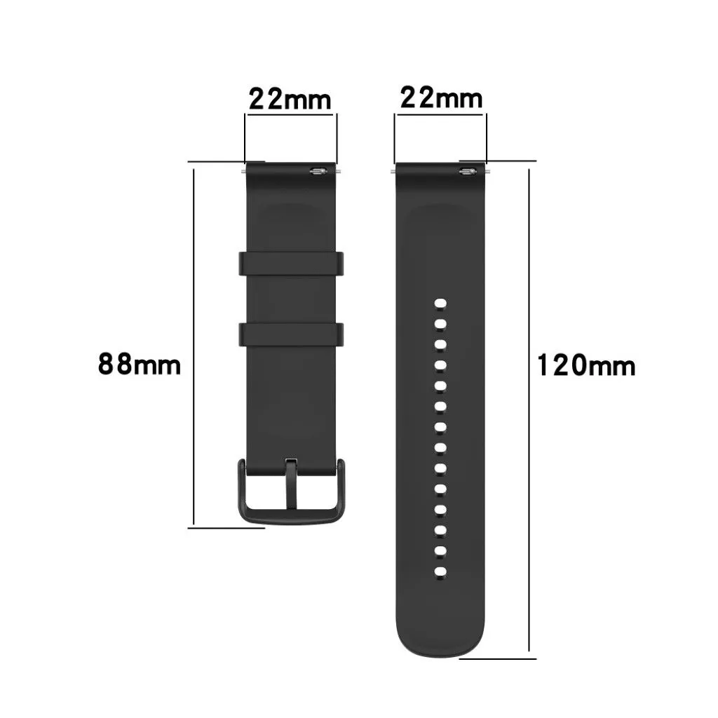 22mm Universal silicone quick release watch strap - Dark Grey / Black Buckle