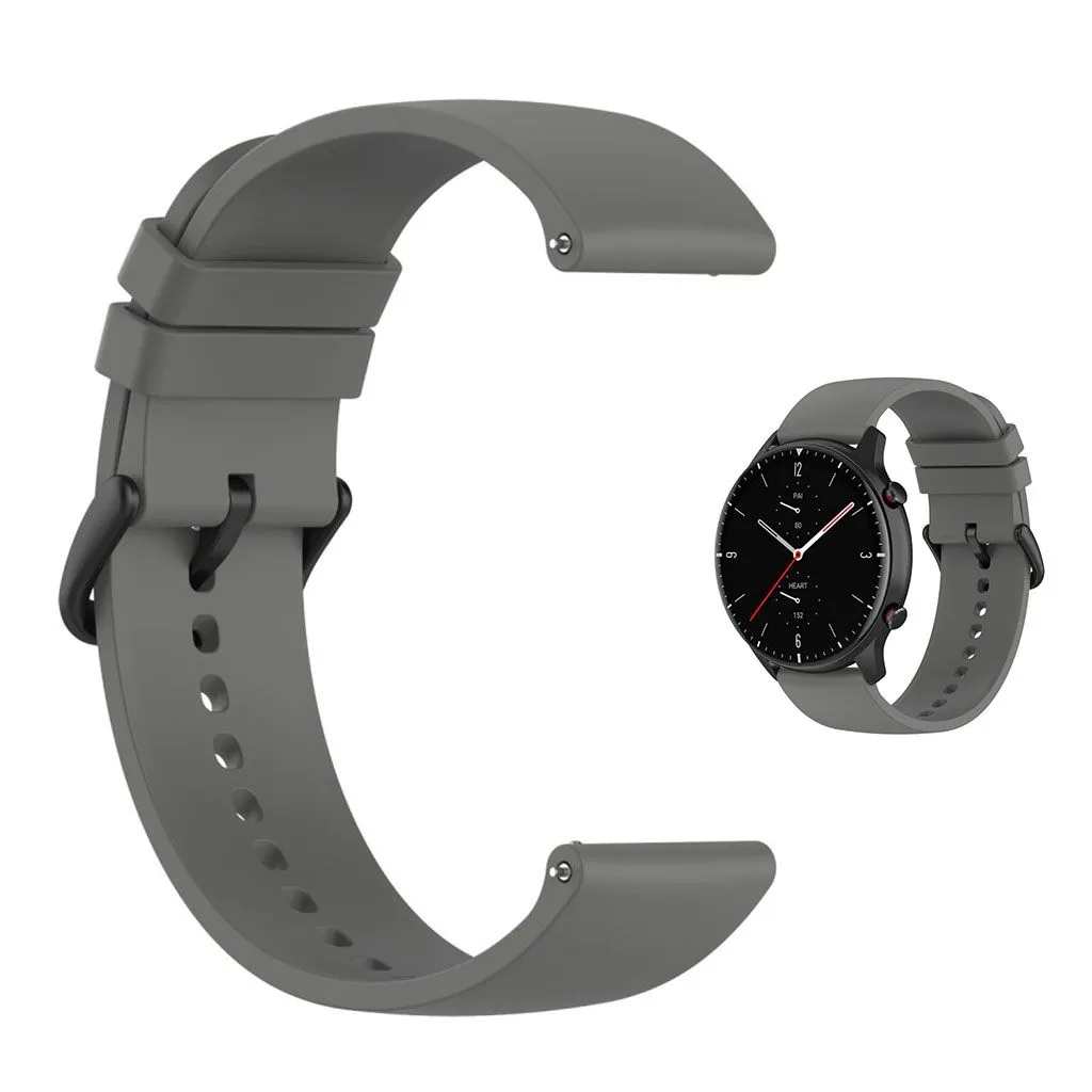 22mm Universal silicone quick release watch strap - Dark Grey / Black Buckle