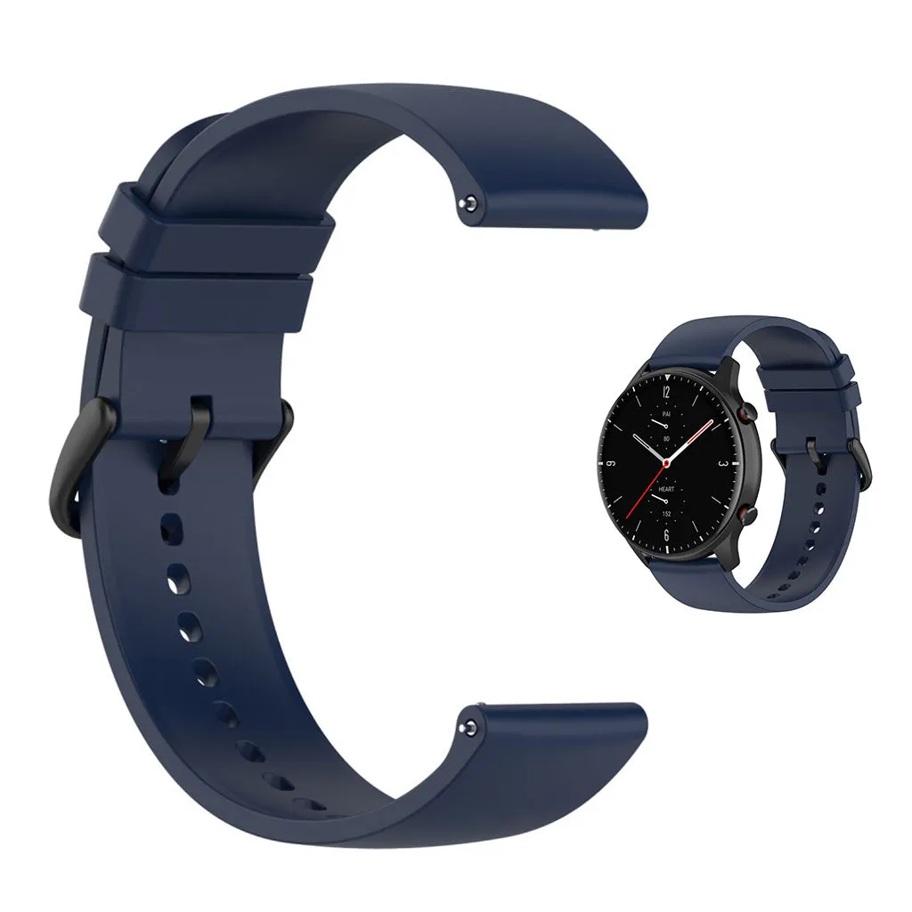 22mm Universal silicone quick release watch strap - Midnight Blue / Black Buckle