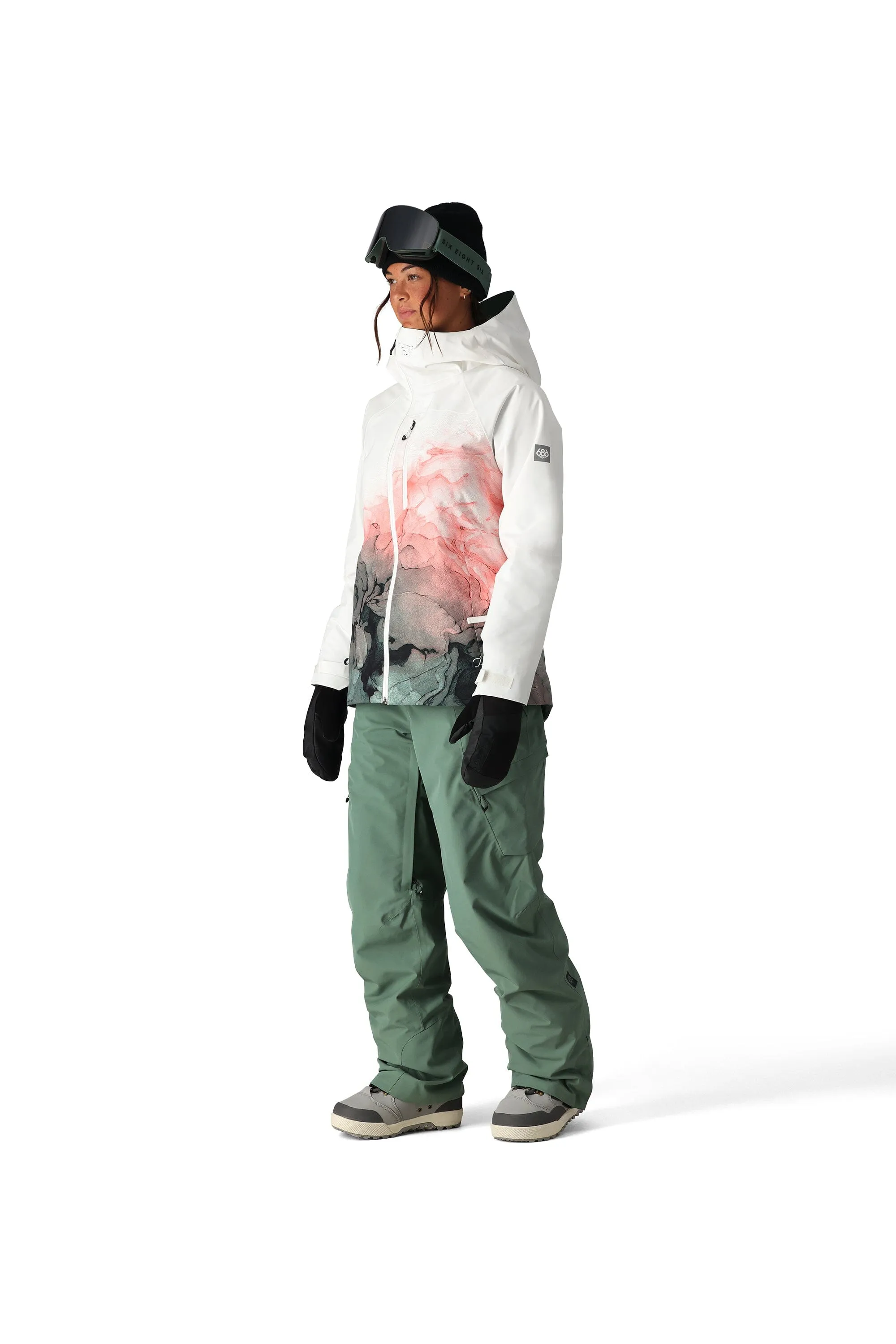 686 Women's Hydra Insulated Snowboard Jacket White Cypress Cloudbreak 2025