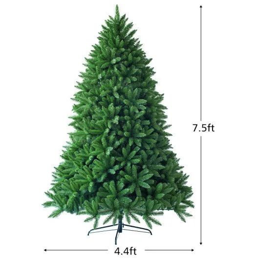 7.5 Feet Unlit Artificial Christmas Tree with 1968 Branch Tips