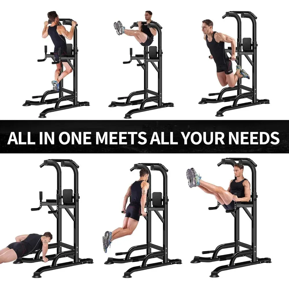 Adjustable Power Tower: Multi-Function Pull Up & Dip Station for Home Gym