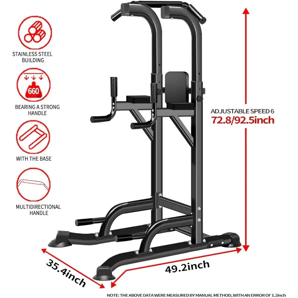 Adjustable Power Tower: Multi-Function Pull Up & Dip Station for Home Gym