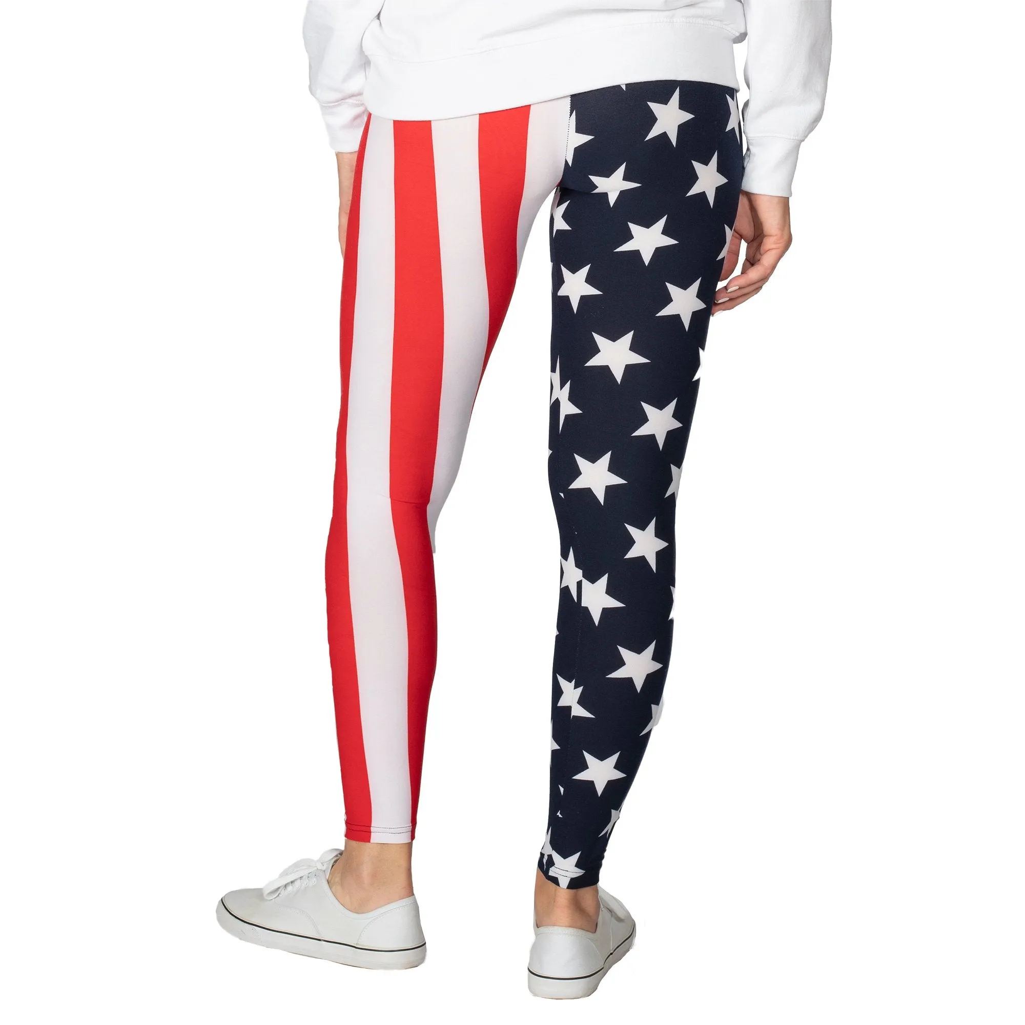 American Flag Patriotic Leggings with Bracelet