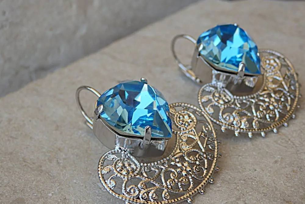 Aquamarine crystal Earrings