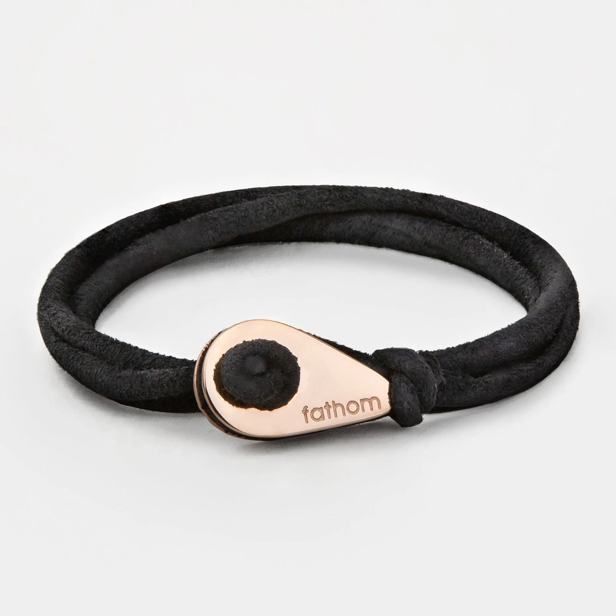 BANGKOK Distressed Leather Thimble Charm Bracelets Mens Womens Wrap Wristbands Black Rose Gold