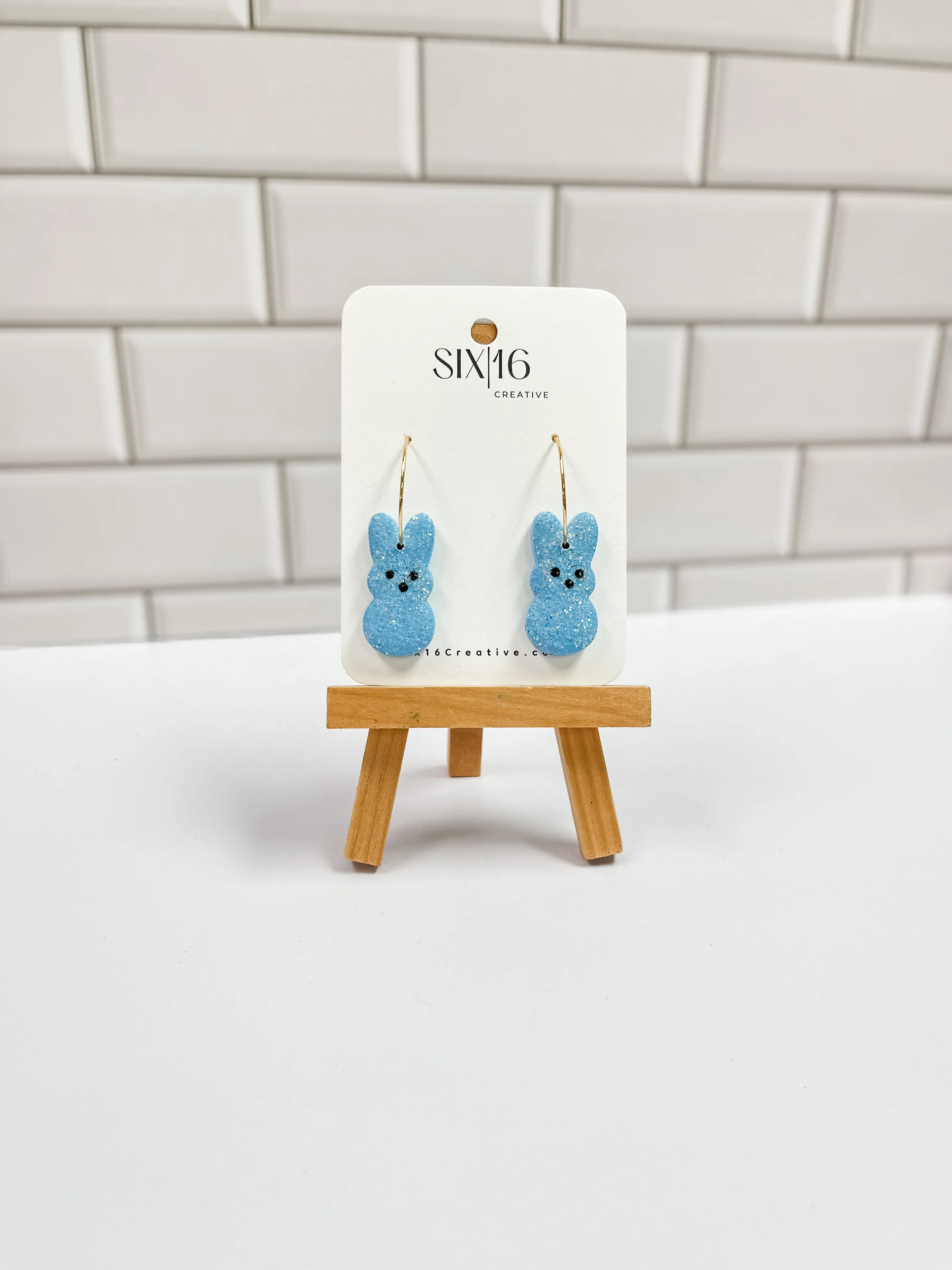 Blue Marshmallow Bunny Earrings