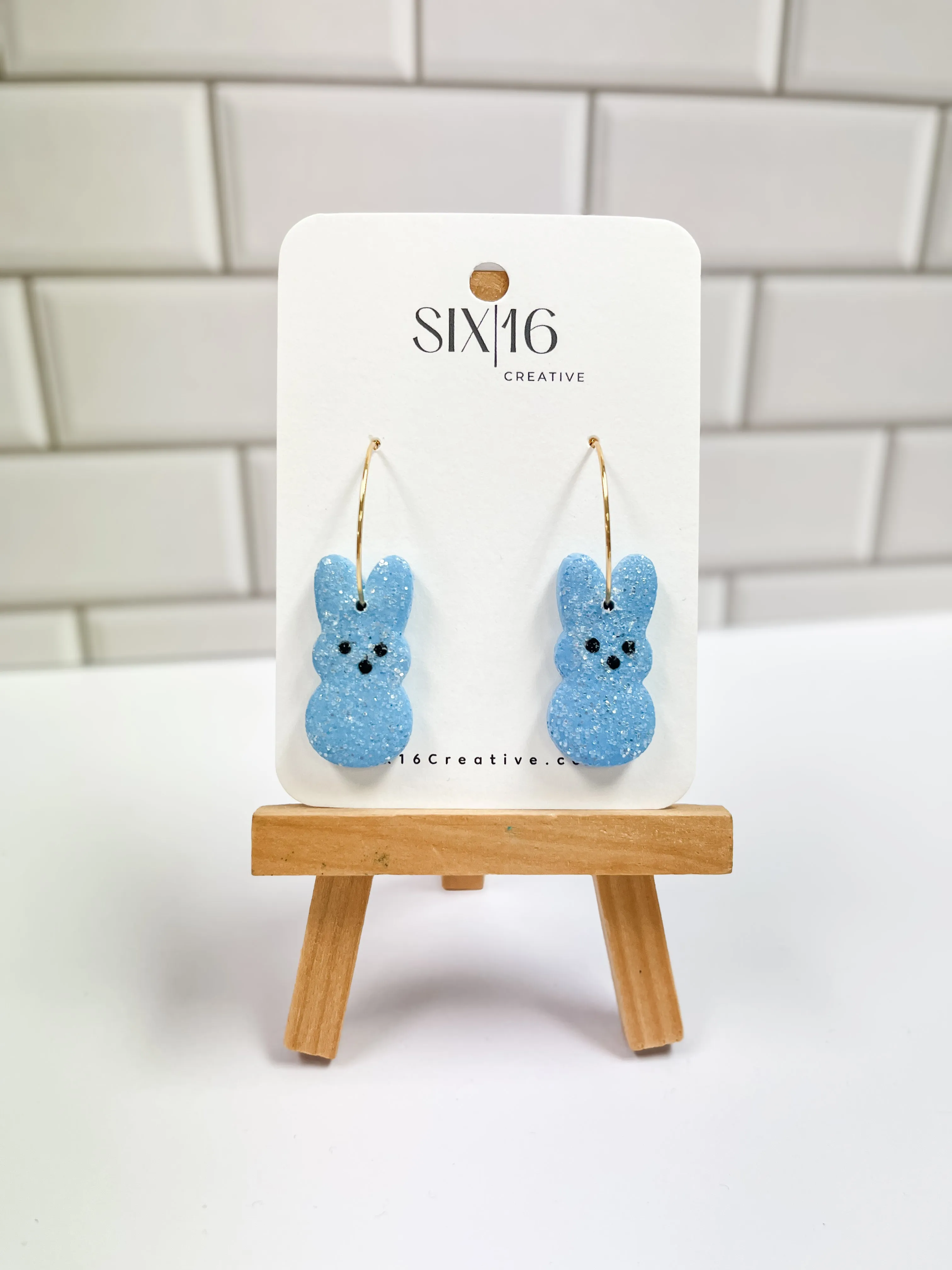 Blue Marshmallow Bunny Earrings