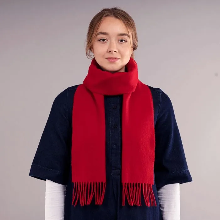 Bowhill Lambswool Scarf - Red Plain