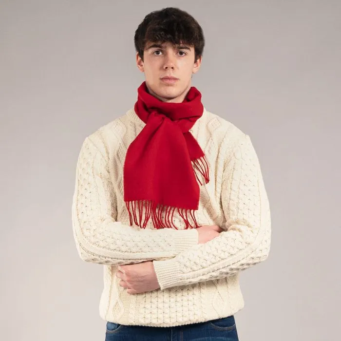 Bowhill Lambswool Scarf - Red Plain