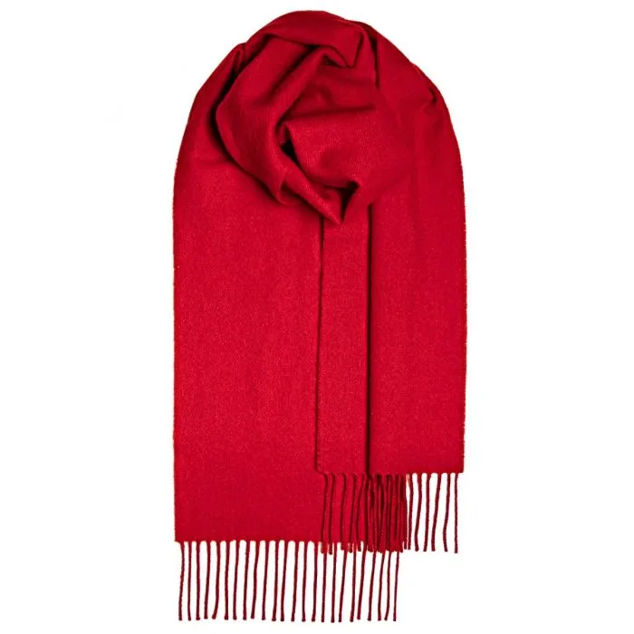 Bowhill Lambswool Scarf - Red Plain