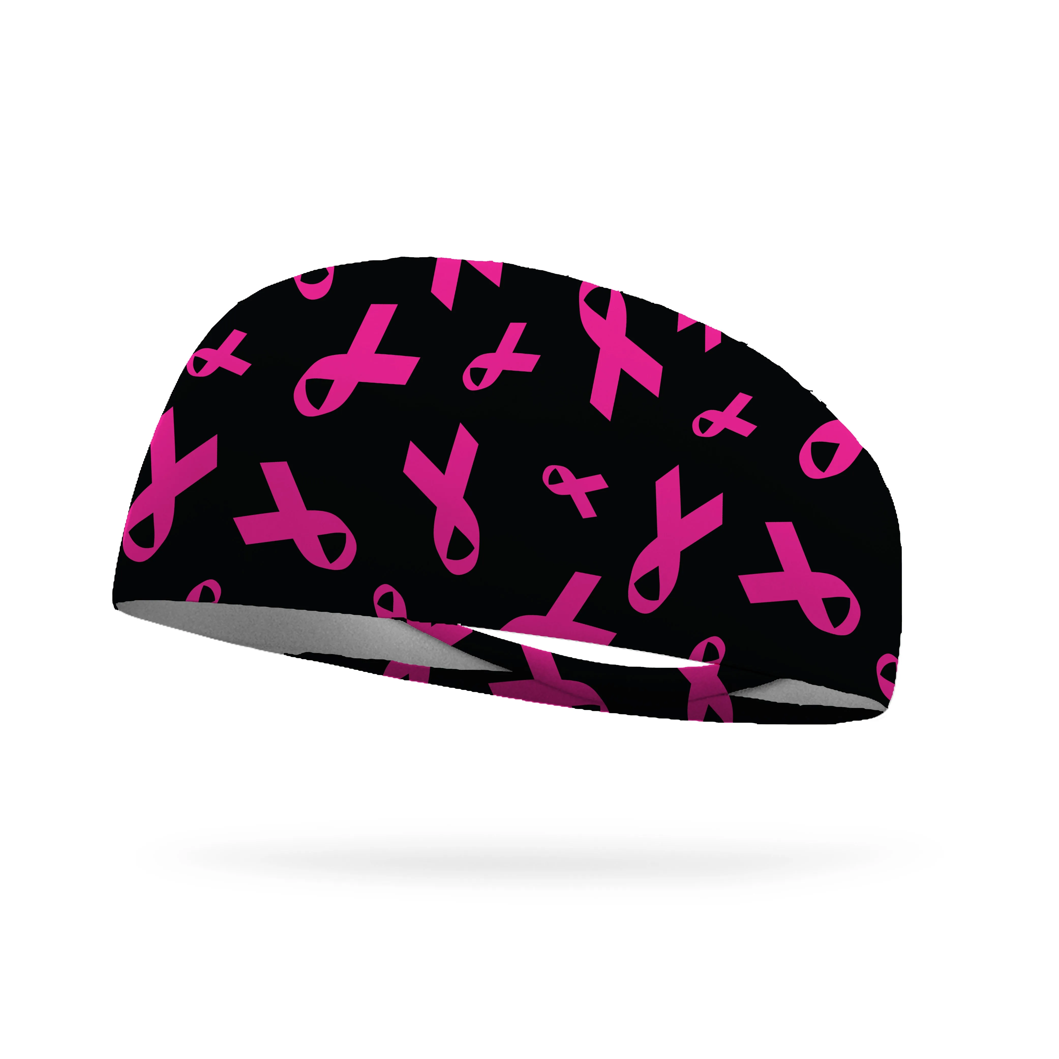 Breast Cancer Awareness Ribbons Black Wicking Performance Headband