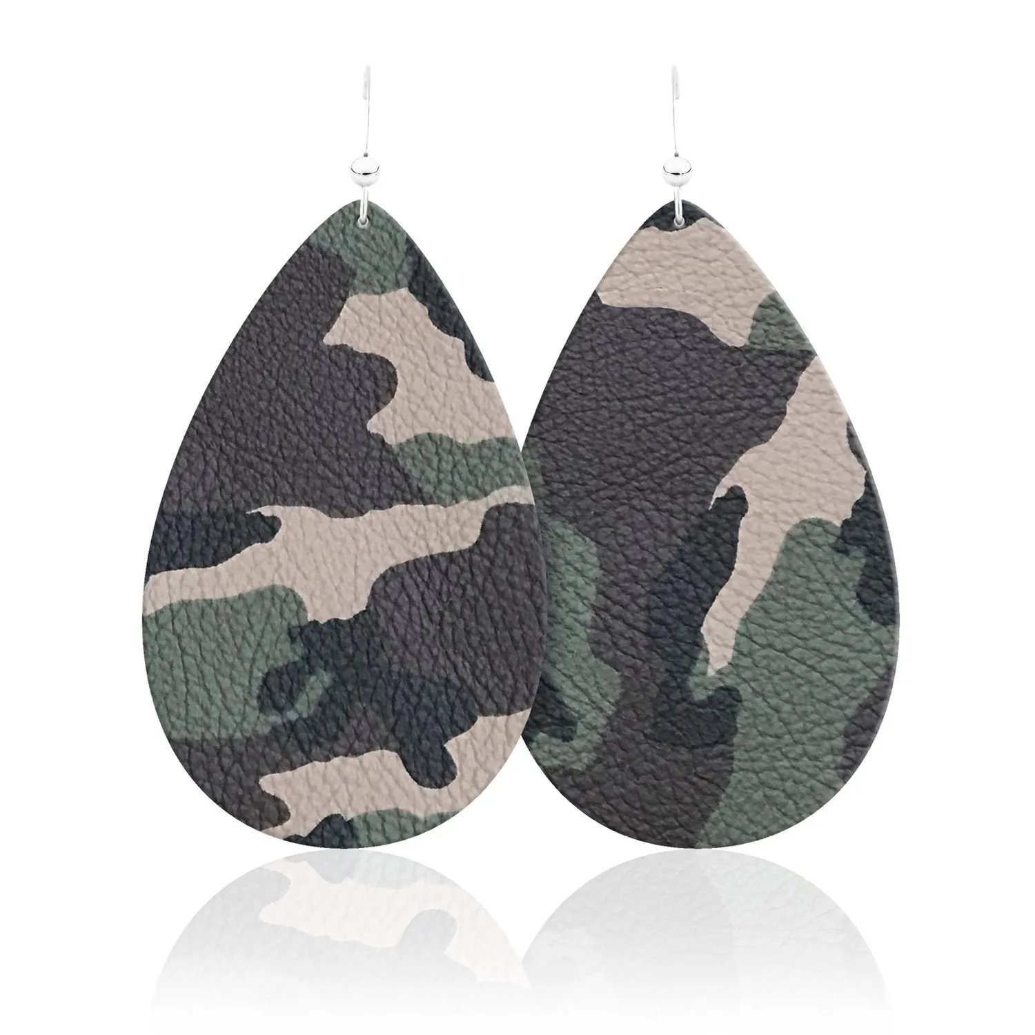 Camo Teardrop Leather Earrings