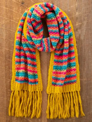 Chunky Striped Scarf - Mustard