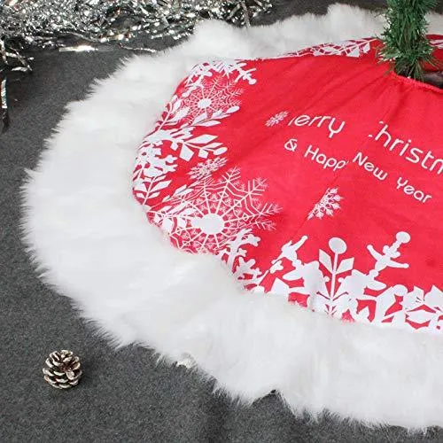 Classic Red & White Christmas Tree Skirt – Festive Snowflake Design for a Cozy Holiday Touch