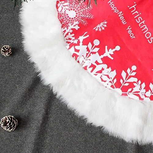 Classic Red & White Christmas Tree Skirt – Festive Snowflake Design for a Cozy Holiday Touch