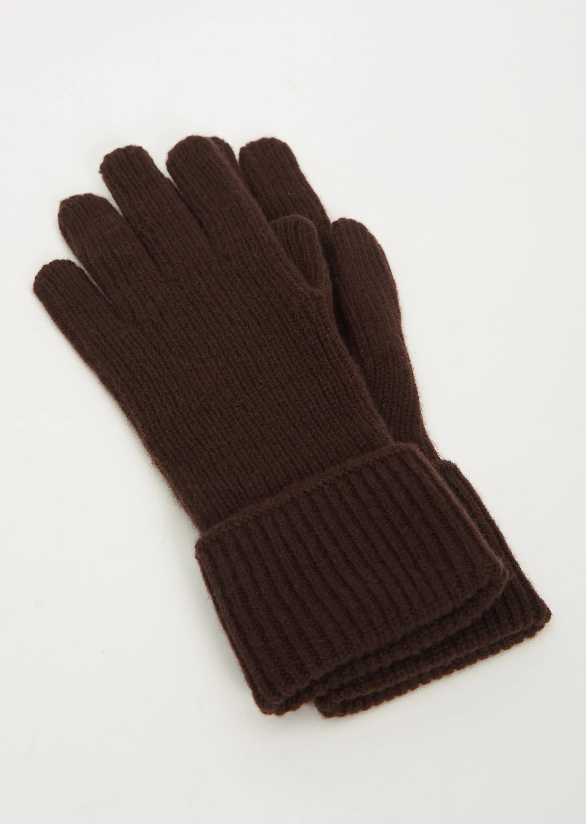 Cuff Rib Cashmere Glove — Dark Brown