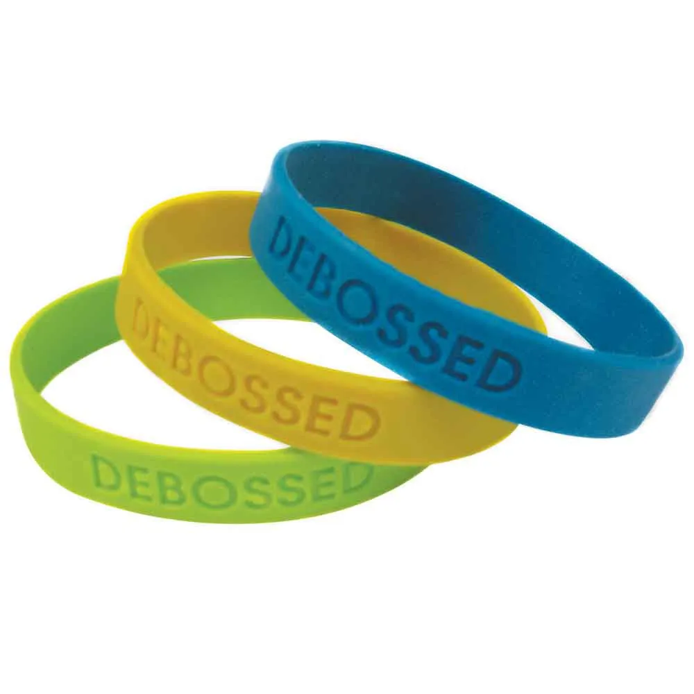 Custom Silicone Wristbands 1/2" Debossed & Imprinted SILDA - ADULT (100/Pack)