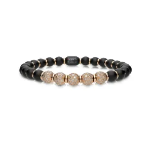 DEMEGLIO 'SFERA' 18CT ROSE GOLD CHAMPAGNE DIAMOND AND MATTE BLACK CERAMIC BRACELET