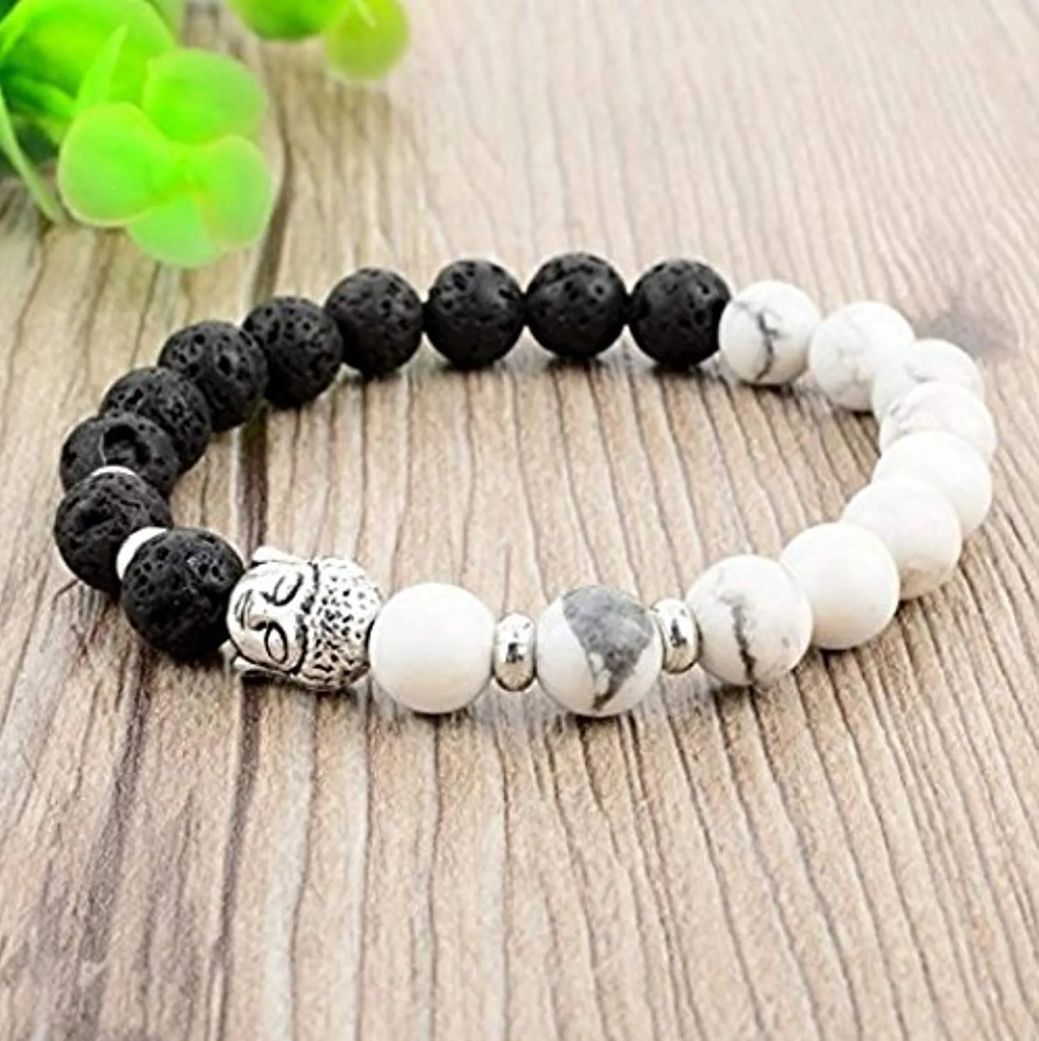 Electomania Black and White Cortex Buddha Beads Bracelet for Yoga Positive Energy for Men and Women