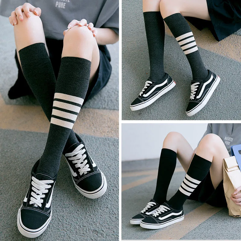 Four bars long tube knee socks