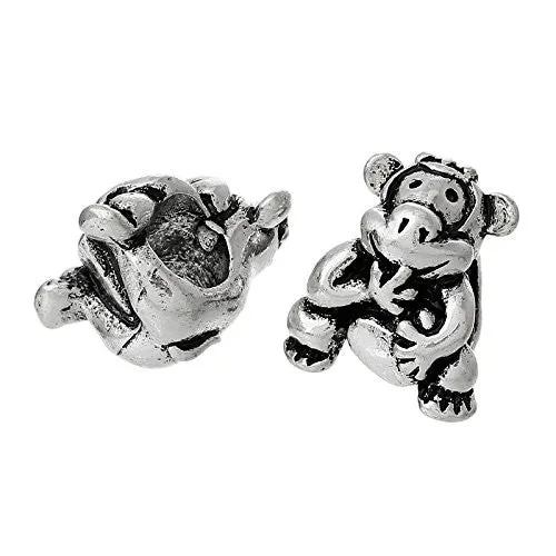 Fun Monkey Charm Bead for European Snake Chain Charm Bracelet