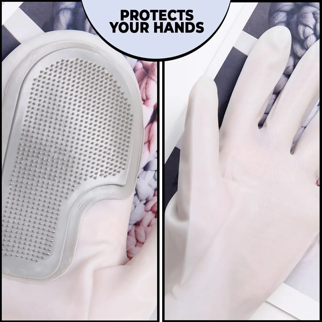 Homestic Multi-Purpose Silicon Gloves For Kitchen Cleaning, Pet Grooming & Gardening|Reusable Gardening Gloves|Heat Resistant For Better Protection|Non-Slippery & Durable |MS-2010|Grey