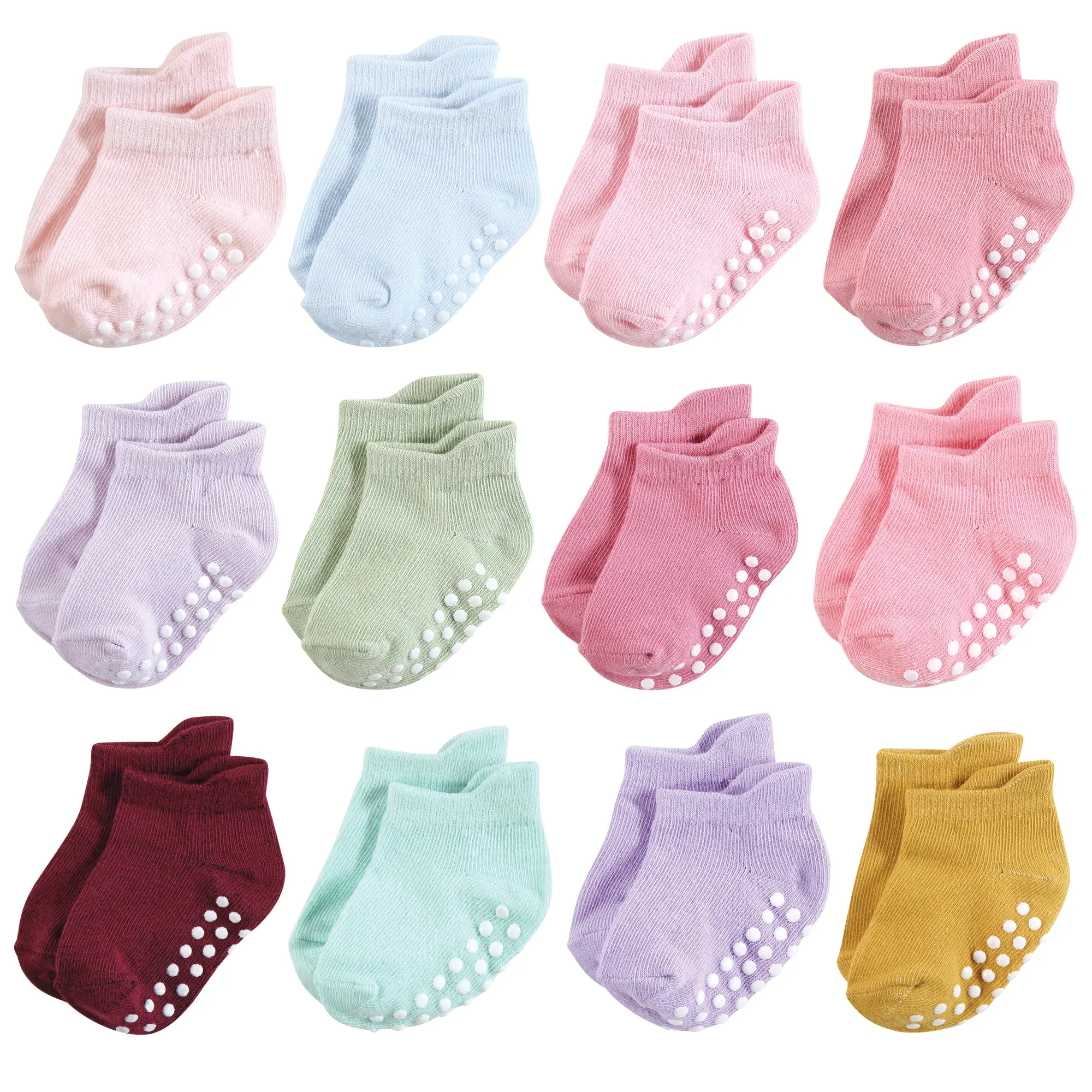 Hudson Baby Non-Skid No-Show Socks, Multi Girl