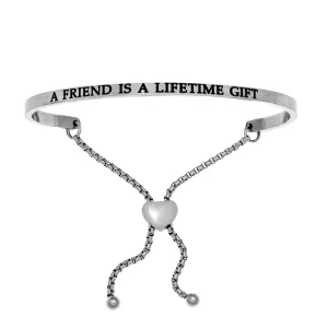 Intuitions Stainless Steel A FRIEND IS A LIFETIME GIFT Diamond Accent Adjustable Bracelet