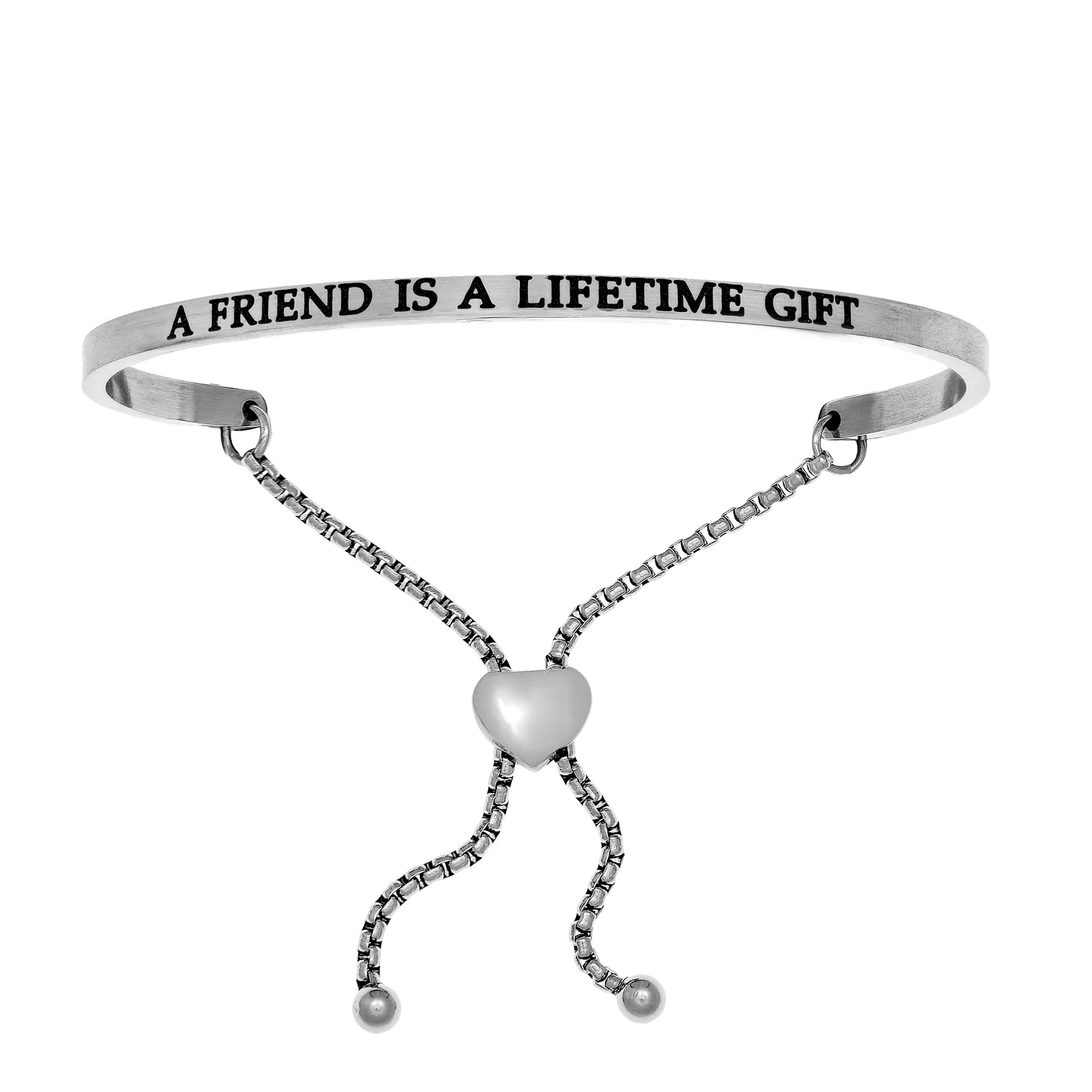 Intuitions Stainless Steel A FRIEND IS A LIFETIME GIFT Diamond Accent Adjustable Bracelet