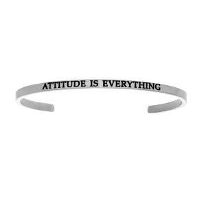 Intuitions Stainless Steel ATTITUDE IS EVERYTHING Diamond Accent Cuff Bangle Bracelet