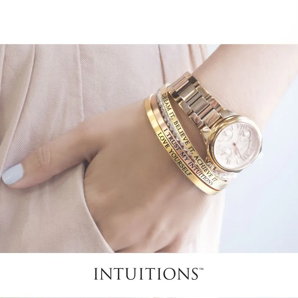 Intuitions Stainless Steel ATTITUDE IS EVERYTHING Diamond Accent Cuff Bangle Bracelet