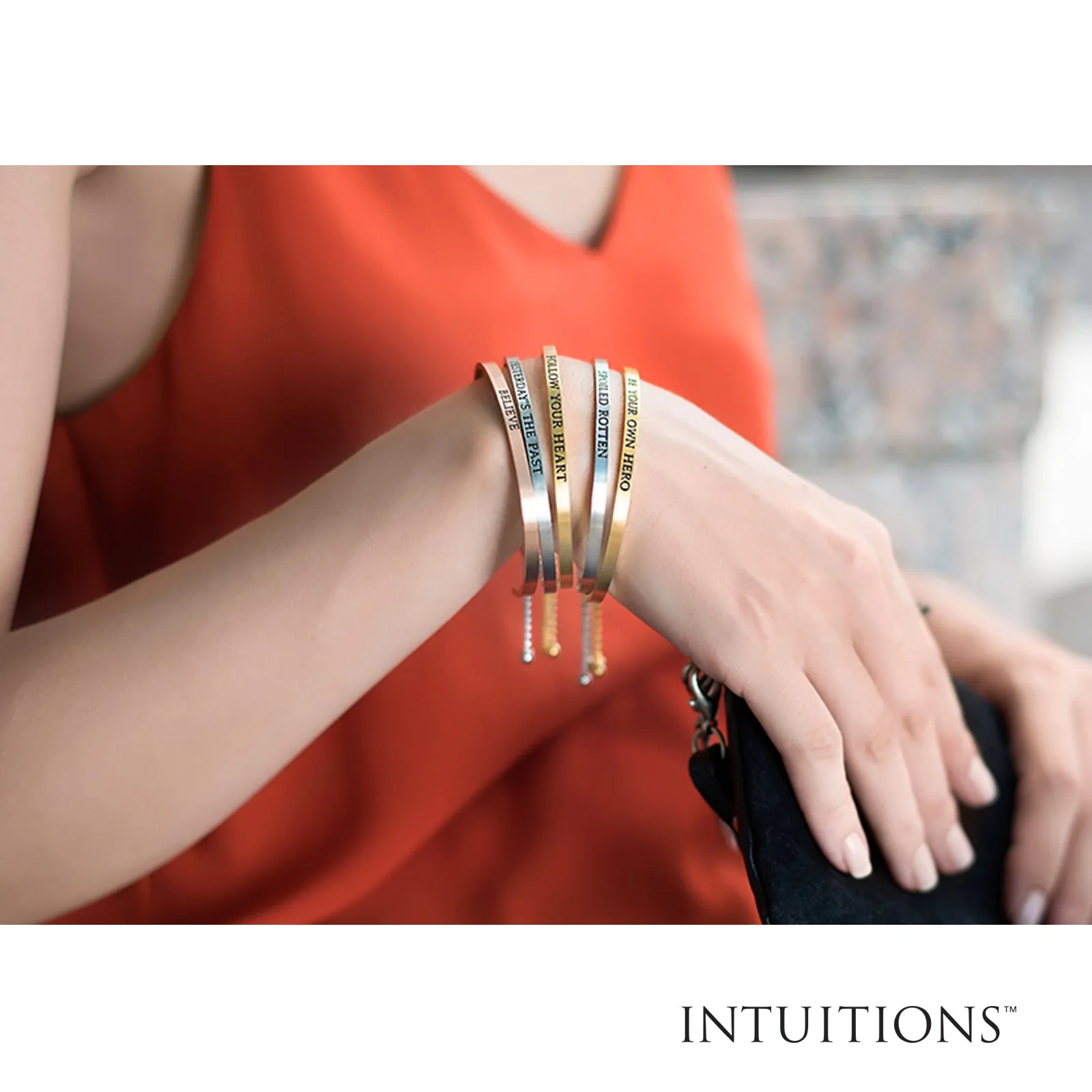 Intuitions Stainless Steel ATTITUDE IS EVERYTHING Diamond Accent Cuff Bangle Bracelet