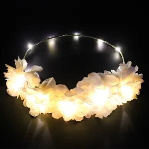 Light- Up White Flower Head Garland