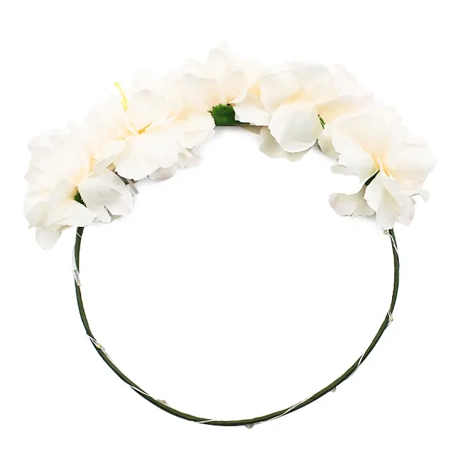 Light- Up White Flower Head Garland